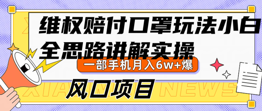 维权赔付口罩玩法，小白也能月入6w+，风口项目实操-511资料网