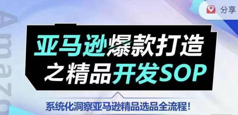 【训练营】亚马逊爆款打造之精品开发SOP，系统化洞察亚马逊精品选品全流程-511资料网