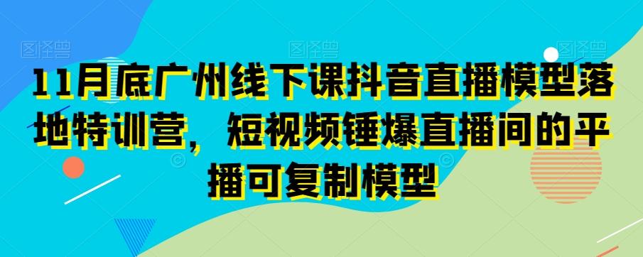 11月底广州线下课抖音直播模型落地特训营，短视频锤爆直播间的平播可复制模型-511资料网