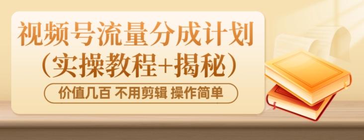价值几百上千不用剪辑简单操作视频号流量分成计划（实操教程+揭秘）-511资料网