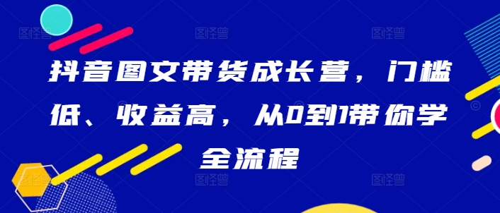 抖音图文带货成长营，门槛低、收益高，从0到1带你学全流程-511资料网