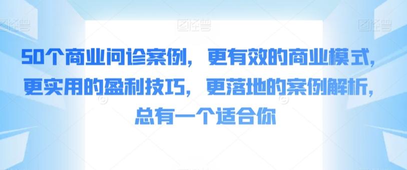 50个商业问诊案例，更有效的商业模式，更实用的盈利技巧，更落地的案例解析，总有一个适合你-511资料网