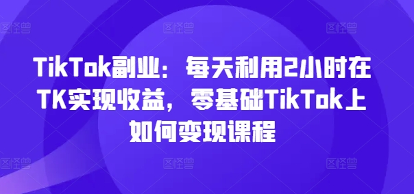 TikTok副业：每天利用2小时在TK实现收益，零基础TikTok上如何变现课程-511资料网