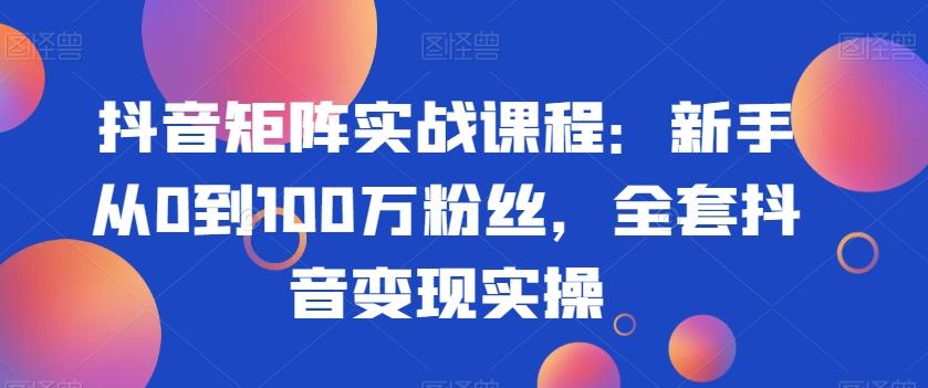 抖音矩阵实战课程：新手从0到100万粉丝，全套抖音变现实操-511资料网