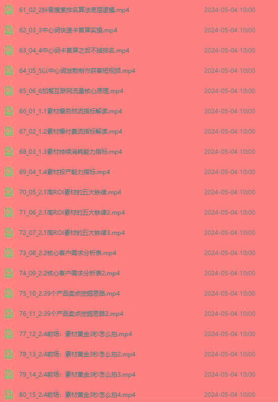 图片[4]-2024单品正价起号，直播素材投流选品：选品课+投流课+素材课+卡首屏/100节-511资料网