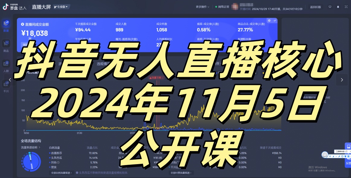 抖音无人直播核心公开课，咸鱼翻身小白可做带有睡后收入月入过万太简单【揭秘】-511资料网