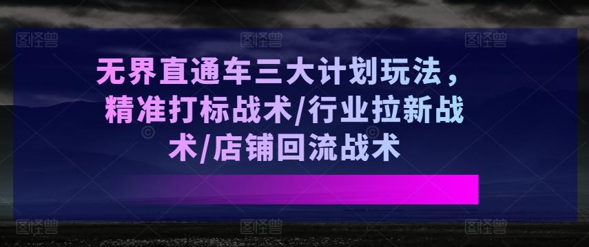 无界直通车三大计划玩法，精准打标战术/行业拉新战术/店铺回流战术-511资料网