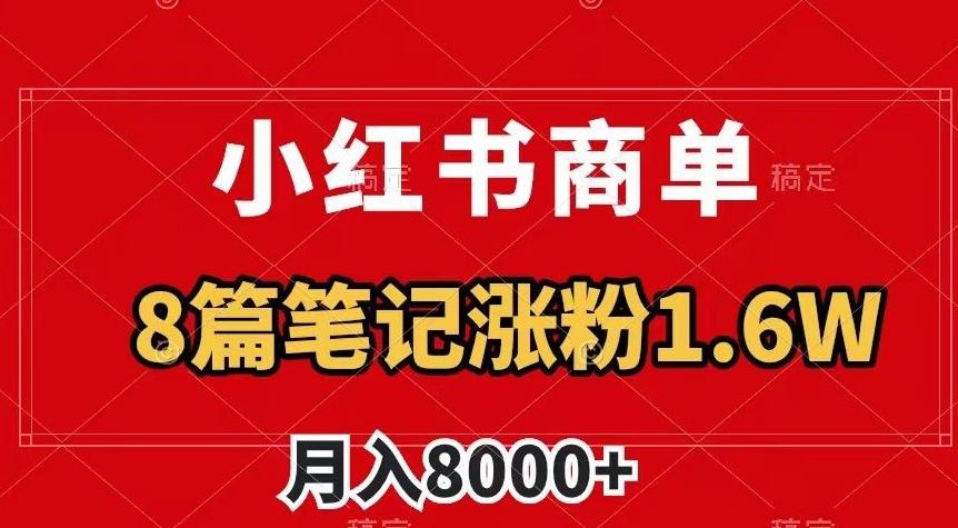 小红书商单最新玩法，8篇笔记涨粉1.6w，作品制作简单，月入8000+【揭秘】-511资料网