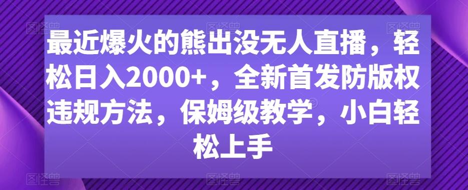 最近爆火的熊出没无人直播，轻松日入2000+，全新首发防版权违规方法【揭秘】-511资料网