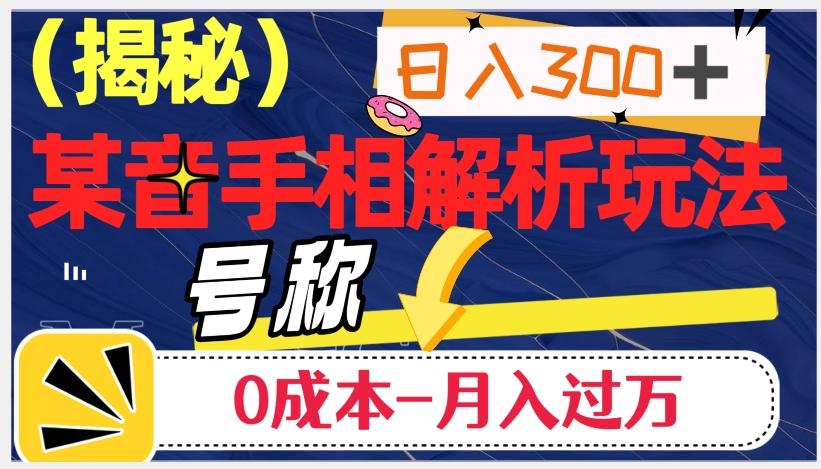 日入300+的，抖音手相解析玩法，号称0成本月入过万（揭秘）-511资料网