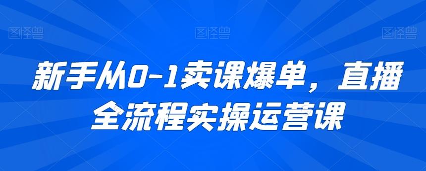新手从0-1卖课爆单，直播全流程实操运营课-511资料网
