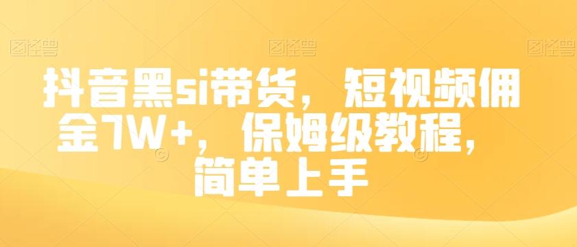 抖音黑si带货，短视频佣金7W+，保姆级教程，简单上手【揭秘】-511资料网