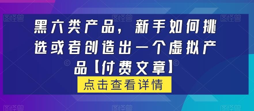 黑六类虚拟产品，新手如何挑选或者创造出一个虚拟产品【付费文章】-511资料网