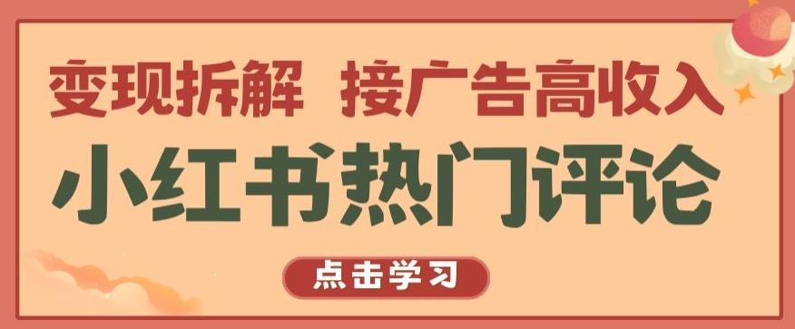 小红书热门评论，变现拆解，接广告高收入【揭秘 】-511资料网