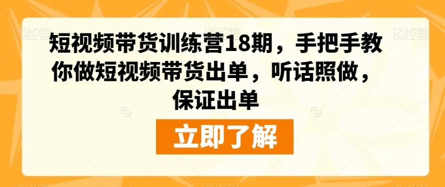 短视频带货训练营18期，手把手教你做短视频带货出单，听话照做，保证出单-511资料网