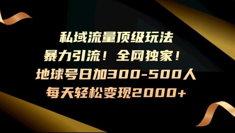 暴力引流，全网独家，地球号日加300-500人，私域流量顶级玩法，每天轻松变现2000+-511资料网