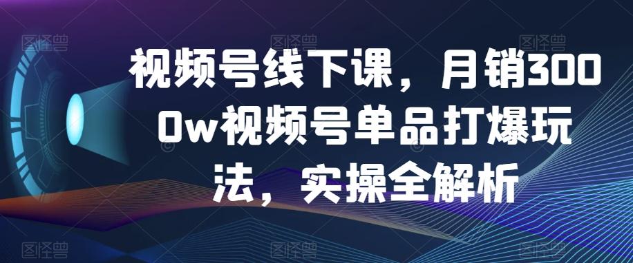 视频号线下课，月销3000w视频号单品打爆玩法，实操全解析-511资料网