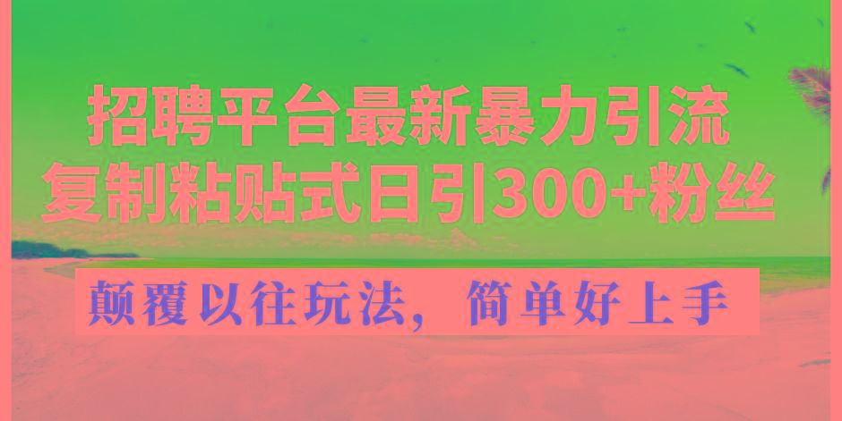 招聘平台最新暴力引流，复制粘贴式日引300+粉丝，颠覆以往垃圾玩法，简...-511资料网