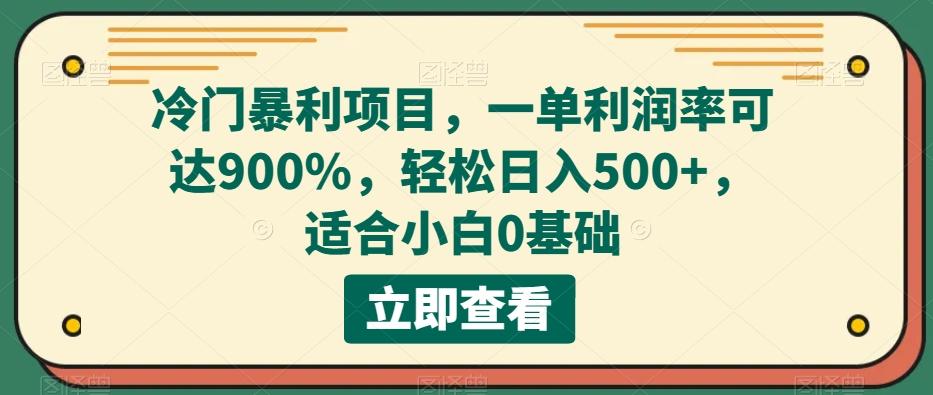 冷门暴利项目，一单利润率可达900%，轻松日入500+，适合小白0基础-511资料网