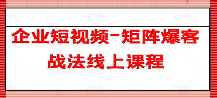 企业短视频-矩阵爆客战法线上课程-511资料网