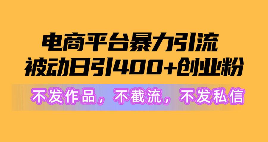 电商平台暴力引流,被动日引400+创业粉不发作品，不截流，不发私信-511资料网