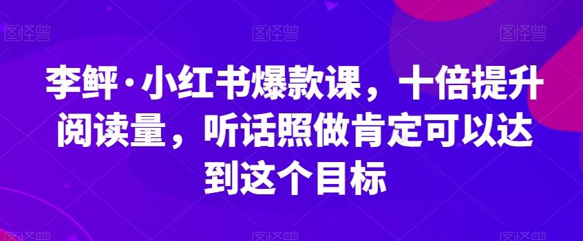 李鲆·小红书爆款课，十倍提升阅读量，听话照做肯定可以达到这个目标-511资料网