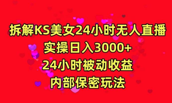利用快手24小时无人美女直播，实操日入3000，24小时被动收益，内部保密玩法【揭秘】-511资料网