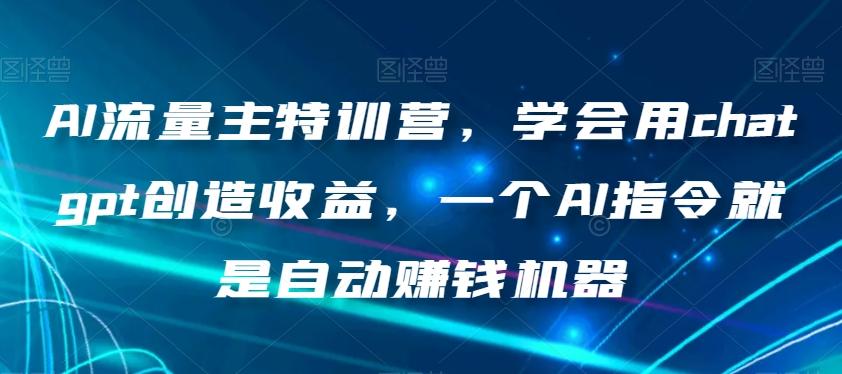 AI流量主特训营，学会用chatgpt创造收益，一个AI指令就是自动赚钱机器-511资料网