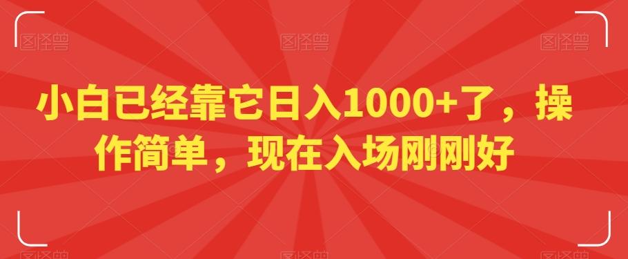 小白已经靠它日入1000+了，操作简单，现在入场刚刚好【揭秘】-511资料网