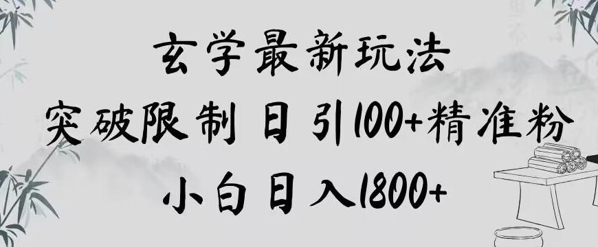 玄学新玩法，突破限制，日引100+精准粉，小白日入1800+【揭秘】-511资料网