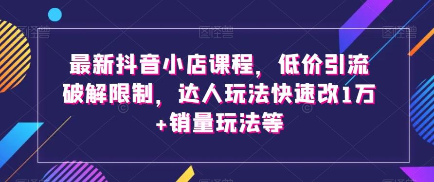 最新抖音小店课程，低价引流破解限制，达人玩法快速改1万+销量玩法等-511资料网