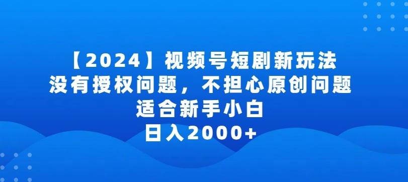 2024视频号短剧玩法，没有授权问题，不担心原创问题，适合新手小白，日入2000+【揭秘】-511资料网