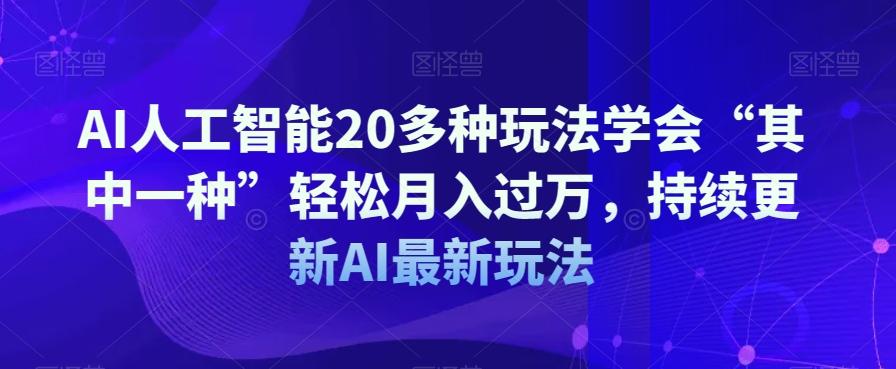 AI人工智能20多种玩法学会“其中一种”轻松月入过万，持续更新AI最新玩法-511资料网