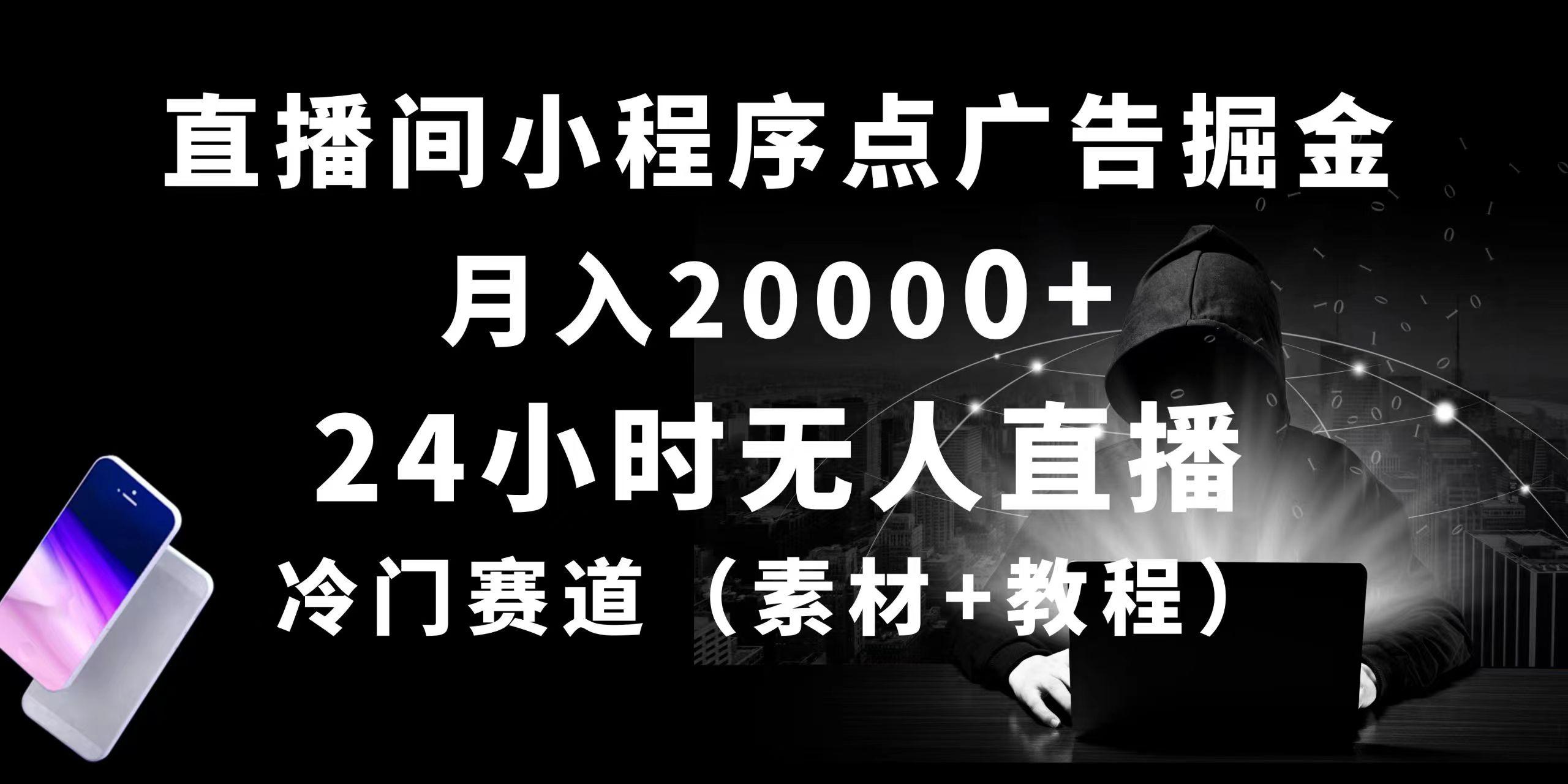24小时无人直播小程序点广告掘金， 月入20000+，冷门赛道，起好猛，独…-511资料网