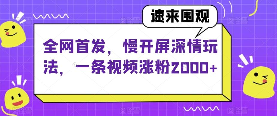 全网首发，慢开屏深情玩法，一条视频涨粉2000+【揭秘】-511资料网