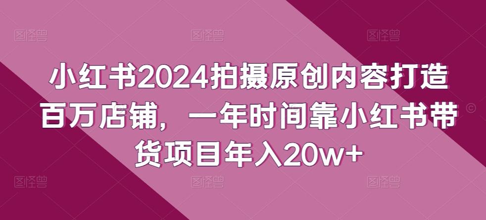 小红书2024拍摄原创内容打造百万店铺，一年时间靠小红书带货项目年入20w+-511资料网