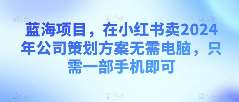 蓝海项目，在小红书卖2024年公司策划方案无需电脑，只需一部手机即可-511资料网