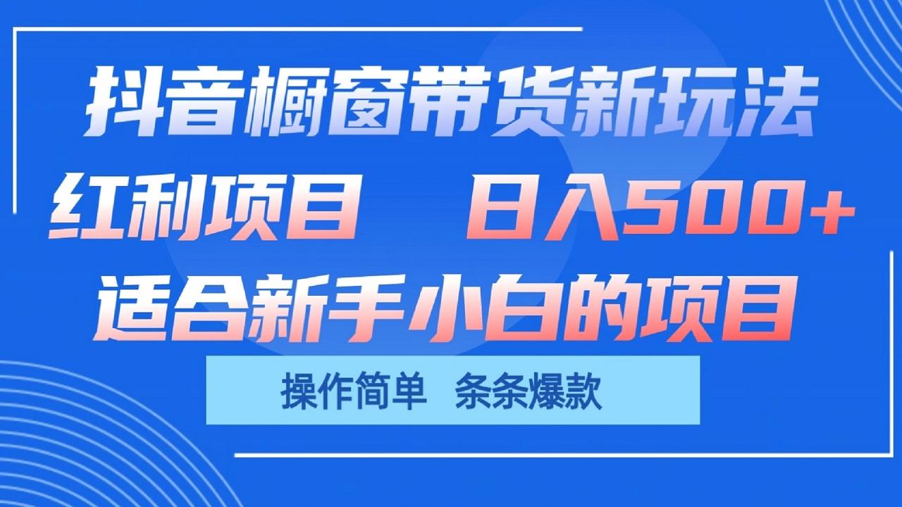 抖音橱窗带货新玩法，单日收益500+，操作简单，条条爆款-511资料网