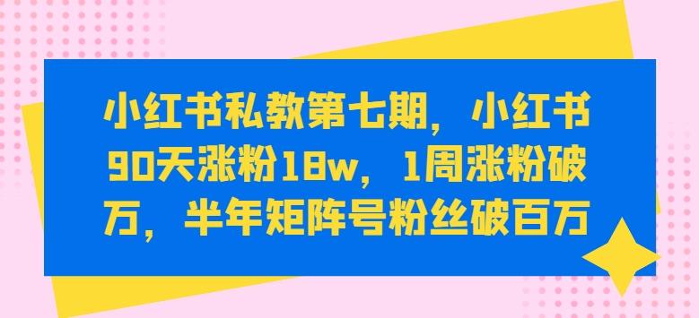小红书私教第七期，小红书90天涨粉18w，1周涨粉破万，半年矩阵号粉丝破百万-511资料网