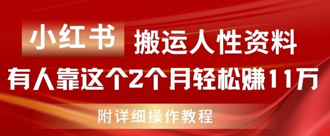 小红书搬运人性资料，有人靠这个2个月轻松赚11w，附教程【揭秘】-511资料网