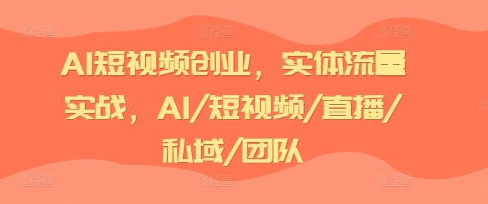 AI短视频创业，实体流量实战，AI/短视频/直播/私域/团队-511资料网