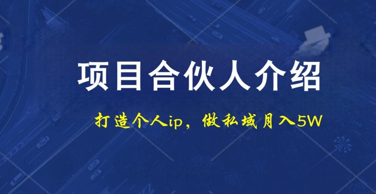 项目合伙人项目，打造个人IP，做私域月入5W，小白勿扰-511资料网