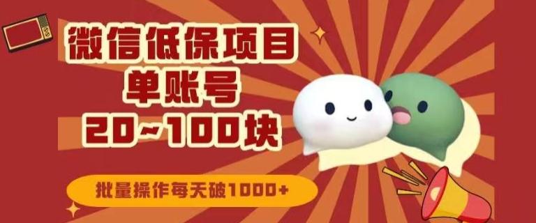 微信领低保单账号20元-100元，批量操作每天破1000+-511资料网
