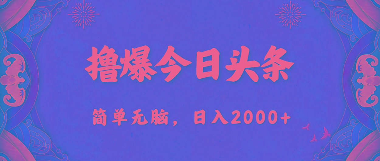 撸爆今日头条，简单无脑，日入2000+-511资料网