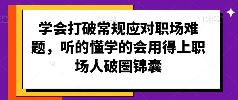 学会打破常规应对职场难题，听的懂学的会用得上职场人破圏锦囊-511资料网