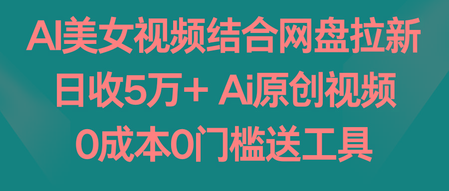 AI美女视频结合网盘拉新，日收5万+ 两分钟一条Ai原创视频，0成本0门槛送工具-511资料网