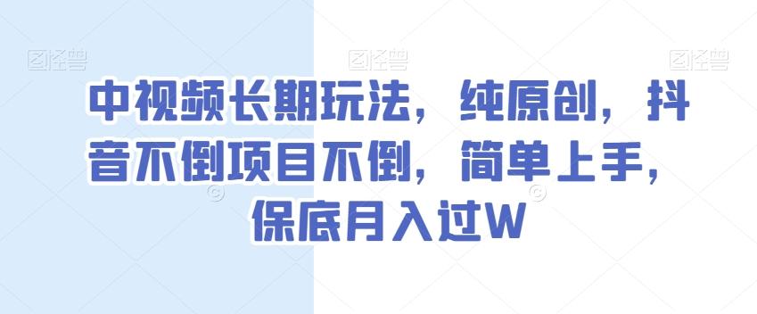 中视频长期玩法，纯原创，抖音不倒项目不倒，简单上手，保底月入过W【揭秘】-511资料网