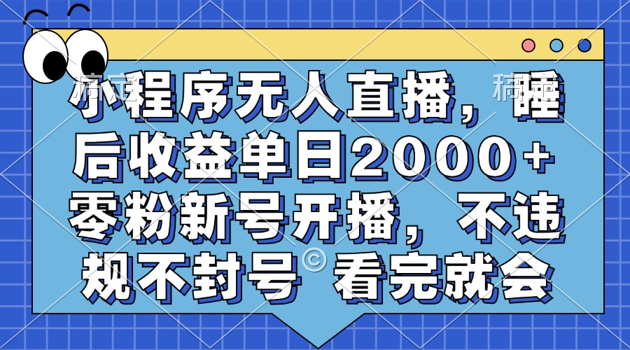 小程序无人直播，睡后收益单日2000+ 零粉新号开播，不违规不封号 看完就会-511资料网