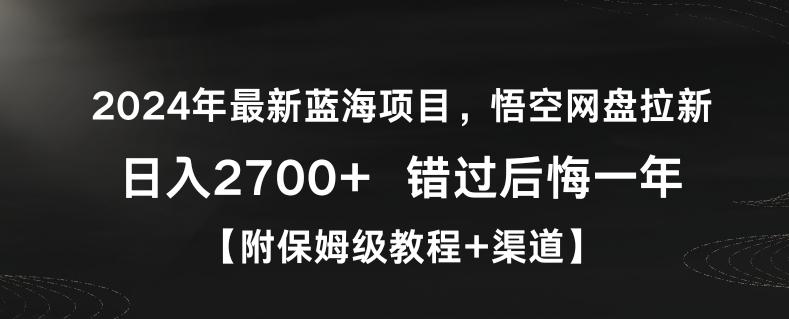 2024年最新蓝海项目，悟空网盘拉新，日入2700+错过后悔一年【附保姆级教程+渠道】【揭秘】-511资料网