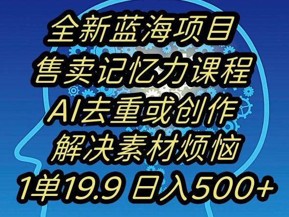 蓝海项目记忆力提升，AI去重，一单19.9日入500+【揭秘】-511资料网